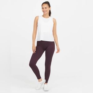 SPANX Seamless Sculpt Chevron Ribbed Leggings. Jammy Plum. Medium.